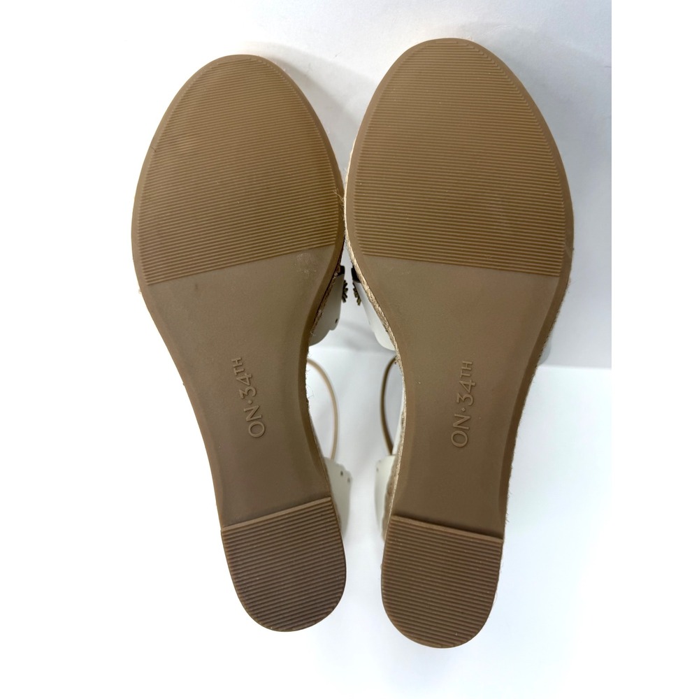 On 34th Women's Theodoree Espadrille Wedge Sandals White Linen Size 9M NWT/BOX - Picture 6 of 8